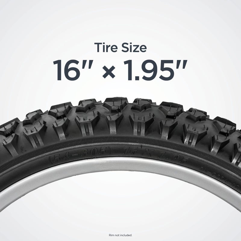 SCHWINN إطار دراجة شوين بديل، 16 × 1.95 بوصة، إطار دراجة جبلية قابل للطي، معزول بقبضات عالية، بناء قوي بحافة فولاذية، حماية من الثقب، بديل لدراجات الأطفال الجبلية 16 بوصة - Image 4